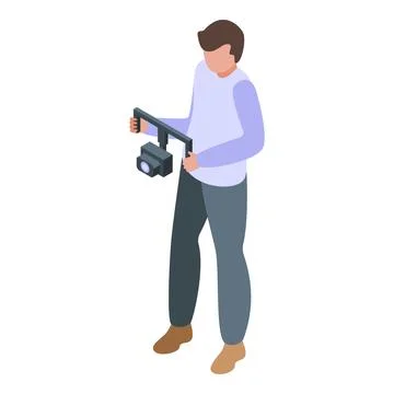 Content creation cameraman icon isometric vector. News studio Illustrazione stock