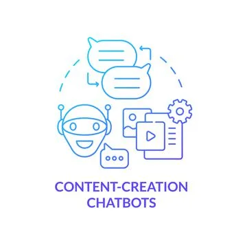 Content creation chatbots blue gradient concept icon Stock Illustration