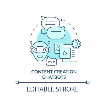 Content creation chatbots turquoise concept icon Stock Illustration