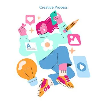 Content creation. Flat Vector Illustration Stockillustratie
