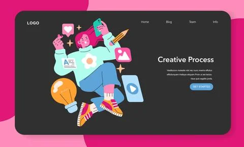 Content creation. Flat Vector Illustration イラスト素材