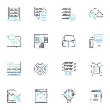 Content creation linear icons set. Strategy, Ideation, Writing, Design Illustrazione stock