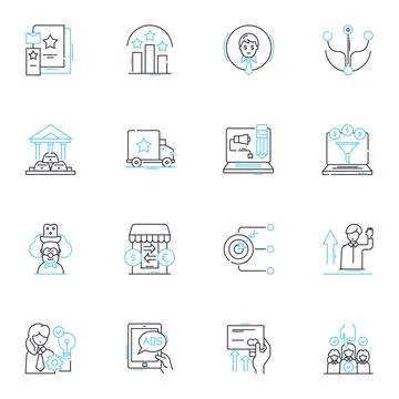 Content creation linear icons set. Blogging, Writing, Editing, Designing Stock Illustration