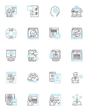 Content creation linear icons set. Creativity, Strategy, Innovation, Writing Stock Illustration
