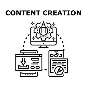 Content creation process developing digital media on devices イラスト素材