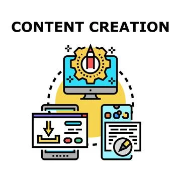 Content creation process developing digital media on devices 库存插图