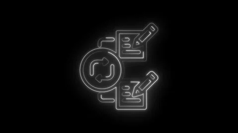 Content creation process neon style with writing on documents and iteration.. Stock Footage 312311411