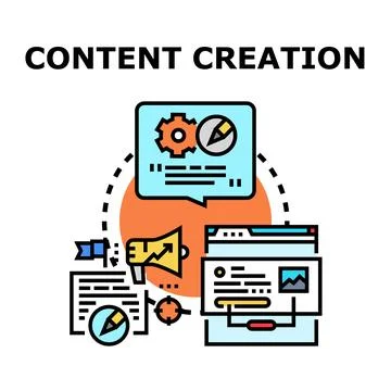 Content creation strategy publishing digital marketing process Stock Illustration