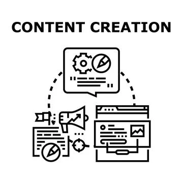 Content creation strategy publishing digital marketing process Stock Illustration