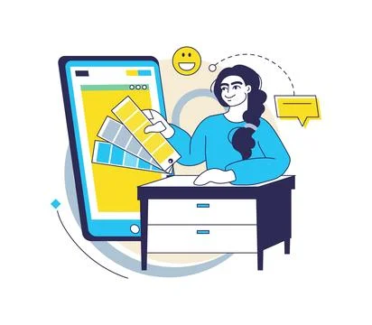 Content creation. Web designer. Creative professional bloggers work. Social.. 库存插图