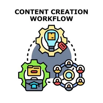 Content creation workflow concept illustrating business process Illustrazione stock