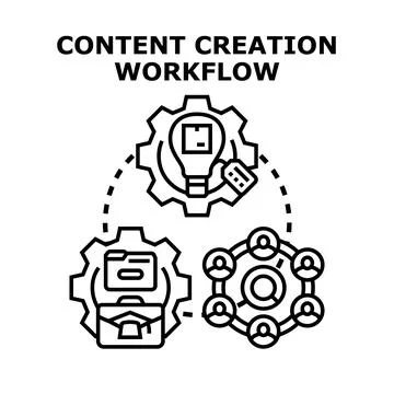 Content creation workflow concept illustrating business process 스톡 일러스트