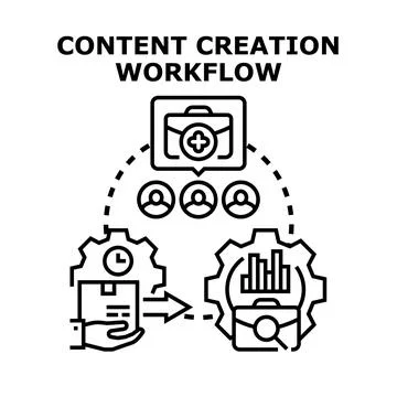 Content creation workflow process management illustration Stock Illustration