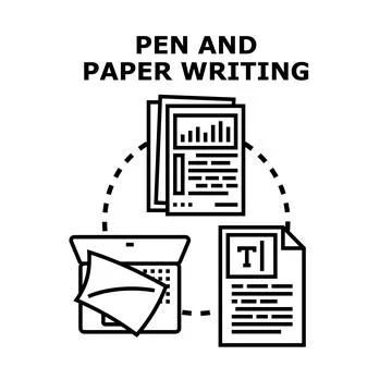 Content creation workflow writing documents and reports Stock Illustration