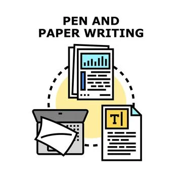 Content creation workflow writing documents and reports Stock Illustration
