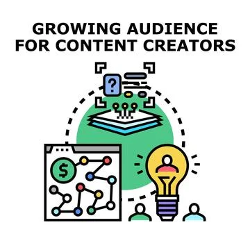 Content creator audience growth concept illustration Stock Illustration