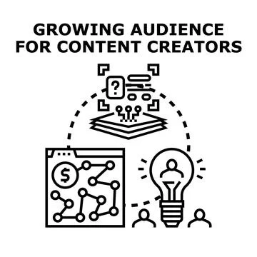 Content creator audience growth concept illustration Stock Illustration