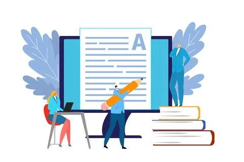 Content creator concept vector illustration. Man creating quality content Illustrazione stock