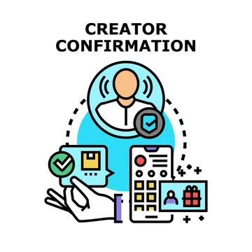 Content creator confirming online collaboration and approval Stock Illustration