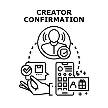 Content creator confirming online collaboration and approval Stock Illustration