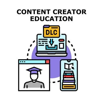 Content creator digital education learning resources Stock Illustration