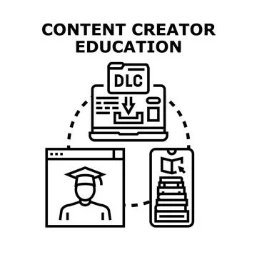 Content creator digital education learning resources Stock Illustration