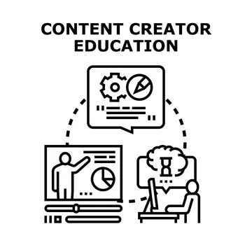 Content creator education learning skill development process Illustrazione stock