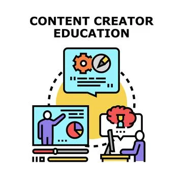 Content creator education learning skill development process Stock Illustration