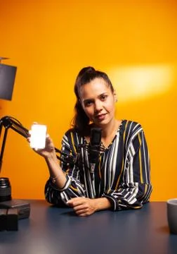 Content creator holding mini led 写真素材