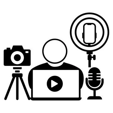 Content Creator icon. Content creator workspace sign. Online content creation Illustrazione stock