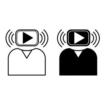 Content Creator Icons. Black and White Vector Illustrations. Person Who Cre.. Stock Illustration