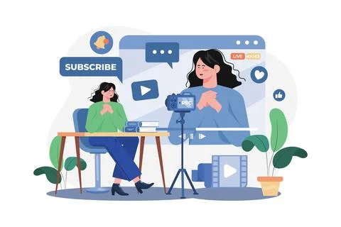 Content Creator Illustration concept. A flat illustration isolated on white.. Stock Illustration