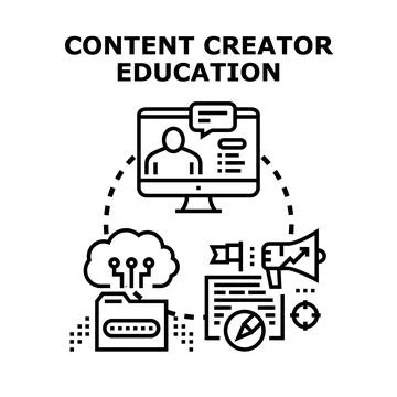 Content creator learning course online for business Stock Illustration
