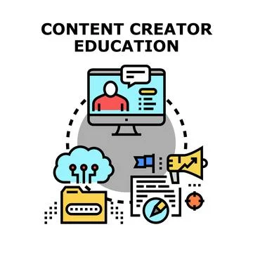 Content creator learning course online for business Stock Illustration