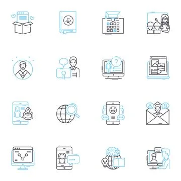 Content creator linear icons set. Influencer, Vlogger, Blogger, Creator Stock Illustration