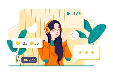 Content creator making live session with fans Stock Illustration