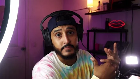 Content creator making peace sign with two fingers Stock Footage 320119909