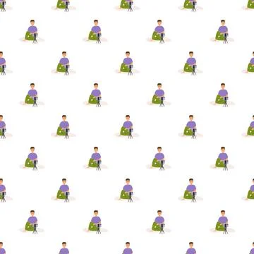 Content creator pattern livestreaming video using smartphone tripod Stock Illustration