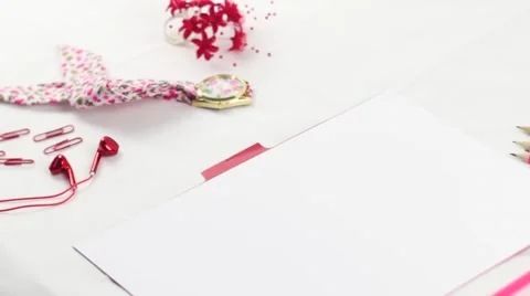 Content creator Pink and red styled video advert for freelance space to write Stock Footage 68533276