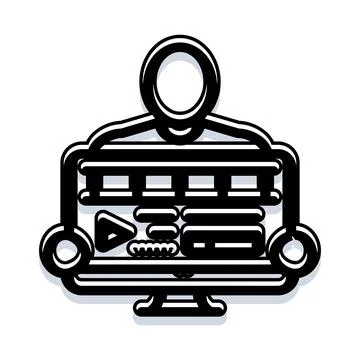 Content creator producing video editing on computer monitor Stock Illustration