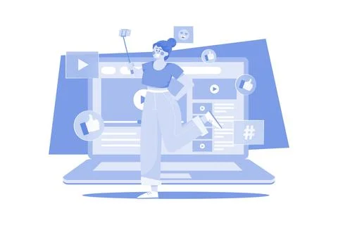 Content Creator Recording Video Stock Illustration