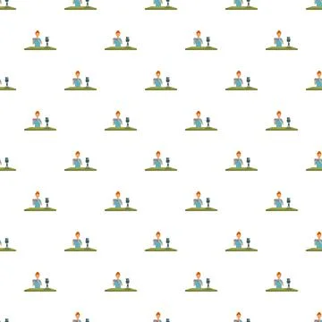 Content creator recording video for web streaming pattern Stock Illustration