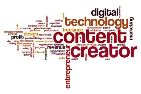 Content creator word cloud concept 스톡 일러스트