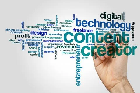 Content creator word cloud on grey background 写真素材