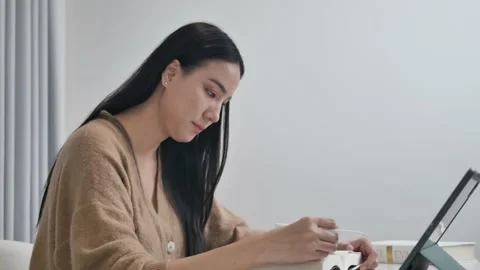 Content creators are typing at home at their desks. Stock Footage 197481248