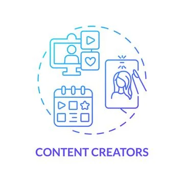Content creators blue gradient concept icon Stock Illustration