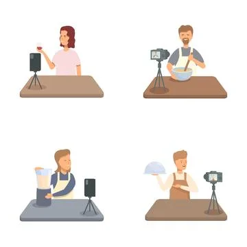 Content creators making tutorial videos イラスト素材