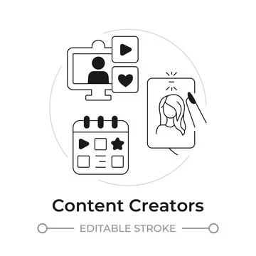 Content creators modern flat line concept icon Stock Illustration