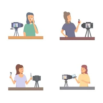 Content creators with professional equipment set Stock Illustration