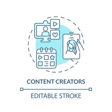 Content creators turquoise concept icon Stock Illustration